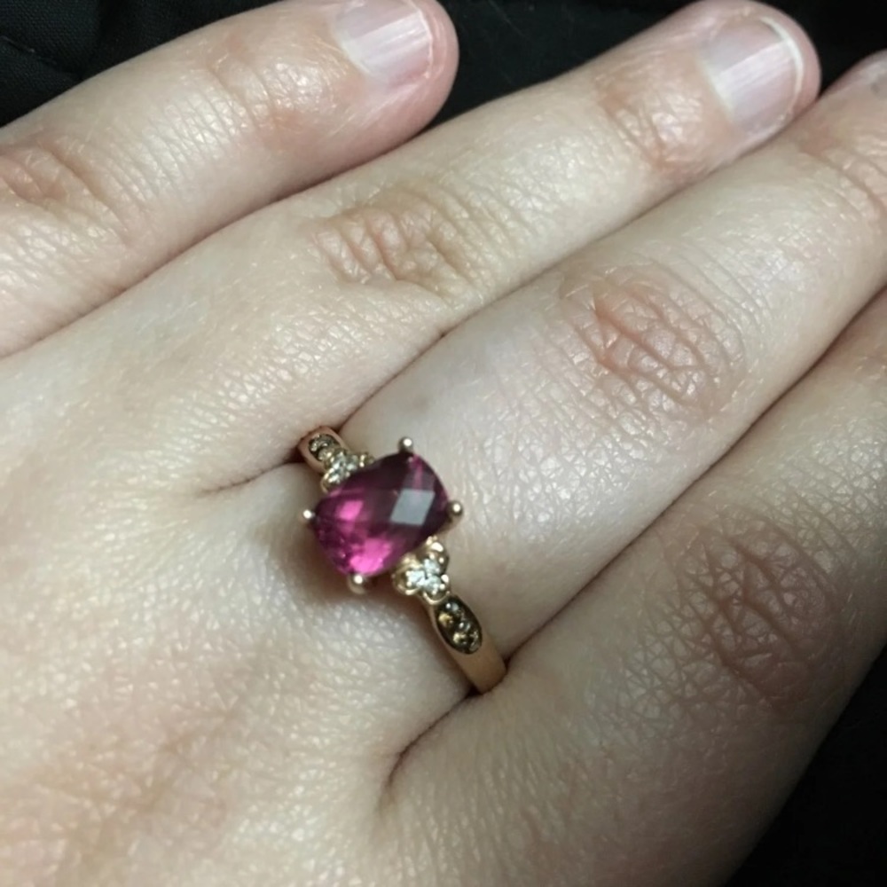 Authentic LeVian Ring Raspberry Rose 14k